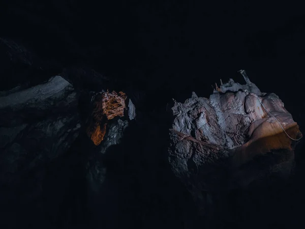 Tiro Close Paredes Cavernas Texturizadas Ásperas — Fotografia de Stock