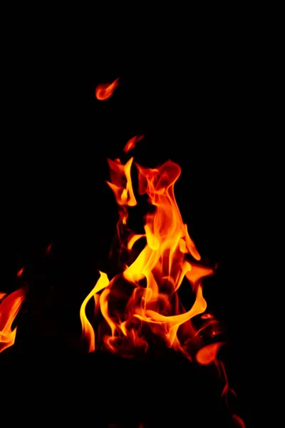 Siyah Arka Planda Canlı Yanan Bir Ateşin Çarpıcı Bir Görüntüsü — Stok fotoğraf