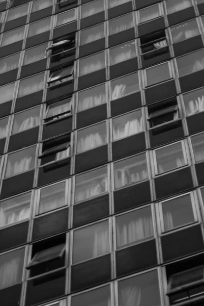 Vertical Grayscale Shot Glass Building Facade — Stock Photo, Image