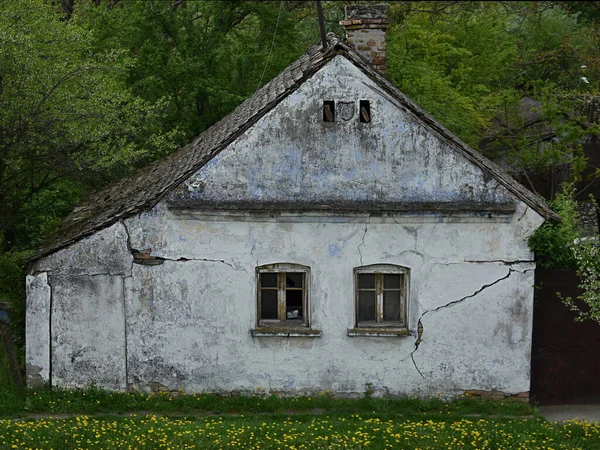 田舎の緑に囲まれた古い廃屋 — ストック写真