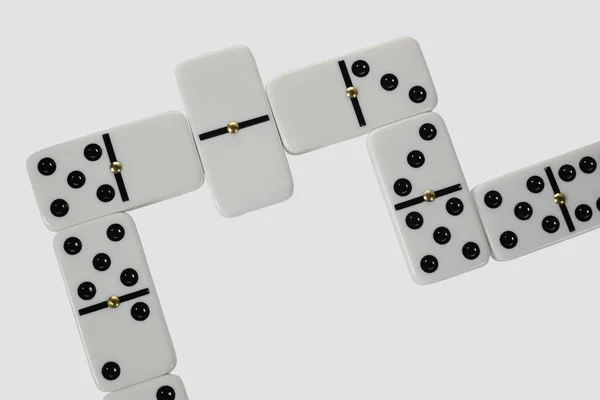 Ein Blick Von Oben Auf Dominosteine Dominospiel Komplett Auf Weißem — Stockfoto