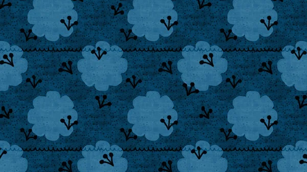 Ein Blumenmuster Tapetenstoff Blauer Farbe Perfekt Für Hintergrund Oder Tapete — Stockfoto