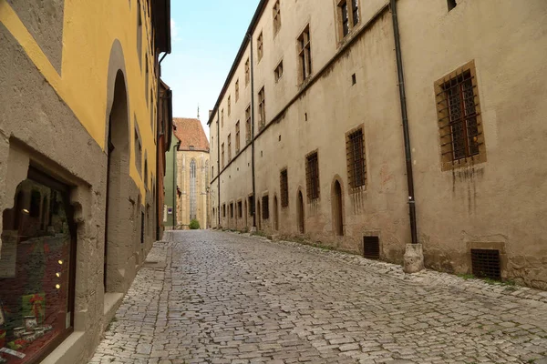 Las Calles Vacías Del Casco Antiguo Rothenburg Der Tauber Alemania — Foto de Stock