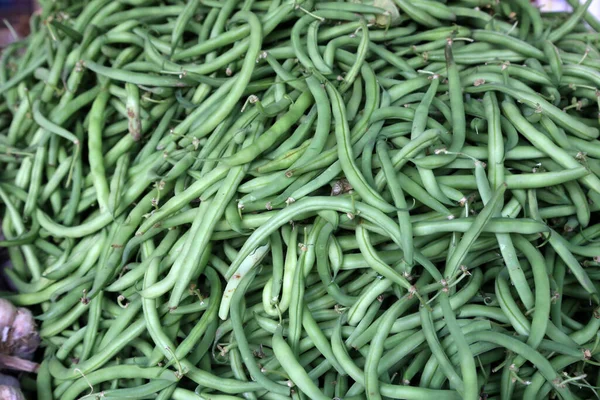 Een Hoop Groene Bonen Markt — Stockfoto