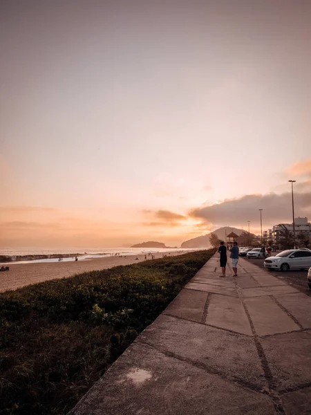 Piękny Złoty Zachód Słońca Plaży Rio — Zdjęcie stockowe