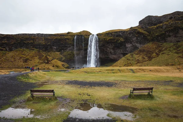 Lenyűgöző Kilátás Seljalandsfoss Vízesés Izlandon — Stock Fotó