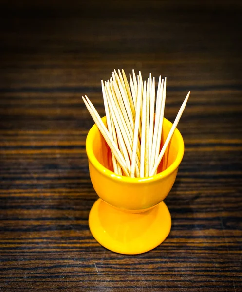 High Angle Shot Toothpicks Small Bowl — Fotografia de Stock