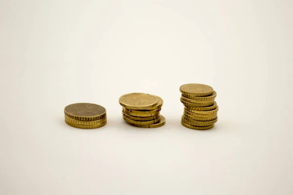 Closeup Shot Coins Isolated White Background — Stock Photo, Image