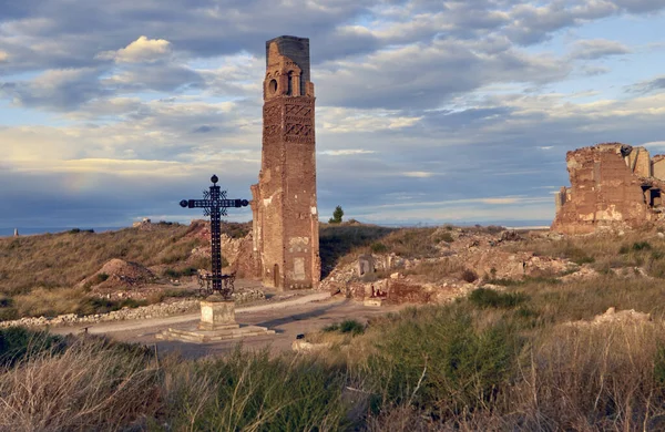 Een Shot Van Ruïnes Van Belchite Oude Stad Spanje — Stockfoto