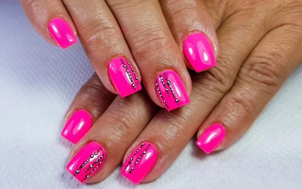 Closeup Shot Pink Professional Modern Gel Manicure — Stock Photo, Image