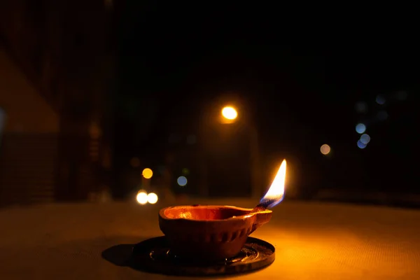 Closeup Shot Burning Decorative Candle — Stock Photo, Image