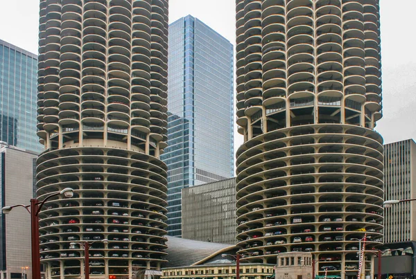 Chicago Illinois Verenigde Staten Februari 2010 Parkeertorens Kantoorgebouwen Het Centrum — Stockfoto