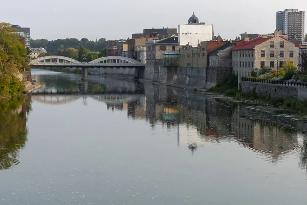 Cambridge Canada 2020 Letecká Pozemní Střelba Nad Centrem Města Galt — Stock fotografie