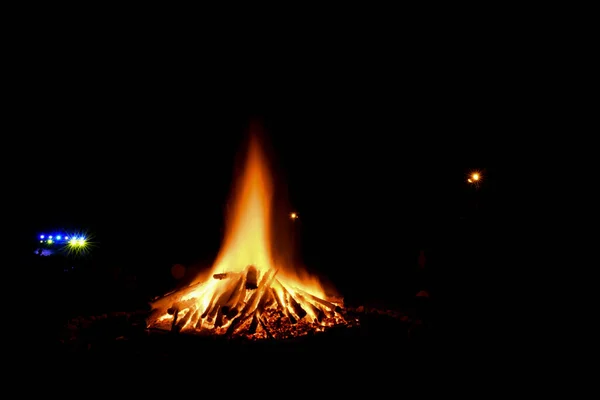 View Bonfire Romanian Forest — Stock Photo, Image