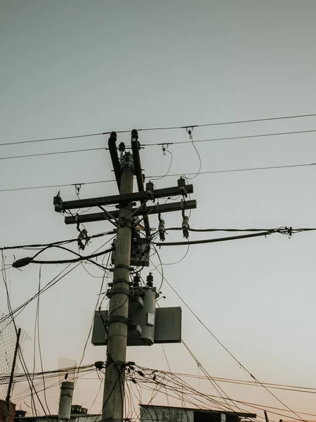 Vertical Low Angle Shot Eletric Grid Rio Janeiro — Stock Photo, Image