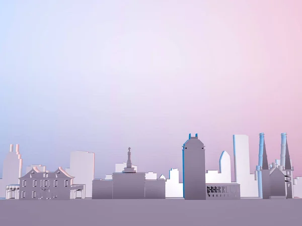 带有粉红背景的弗雷斯诺市天际线3D渲染图 — 图库照片