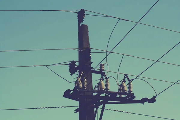 Nahaufnahme Eines Schusses Auf Einen Strommast Miskolc — Stockfoto