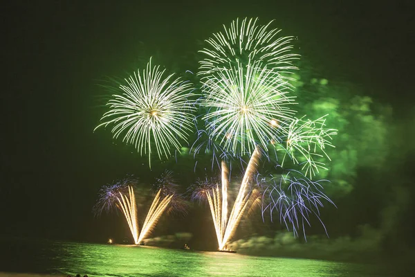 Das Silvesterfeuerwerk Strand Von Renaca Chile Der Nacht — Stockfoto