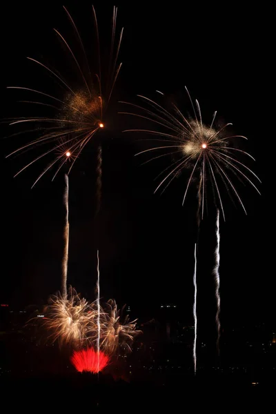 Golden Glowing Fireworks Century Park Shanghai China — Stock Photo, Image