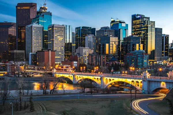 Piękne Ujęcie Rotary Park Calgary Kanada Nocą — Zdjęcie stockowe