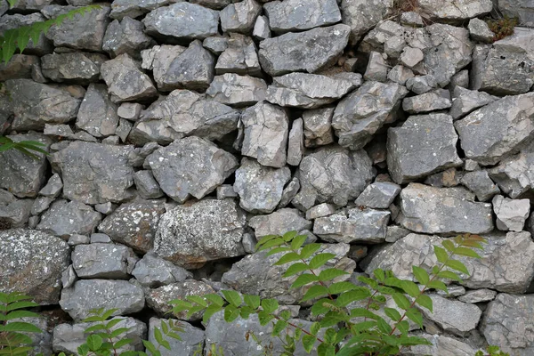 Detailní Záběr Zdi Šedými Kameny — Stock fotografie