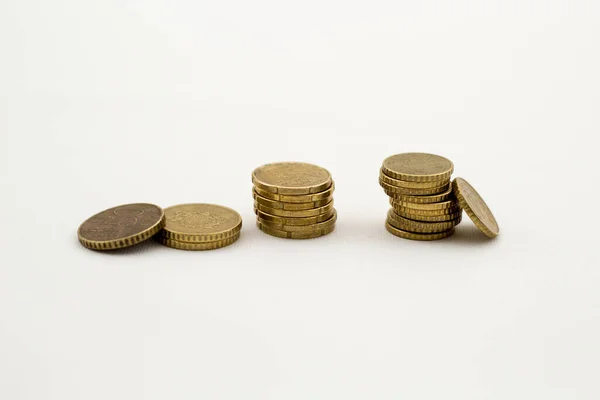 Closeup Shot Euro Coins Laid White Background Perfect Background — Stock Photo, Image