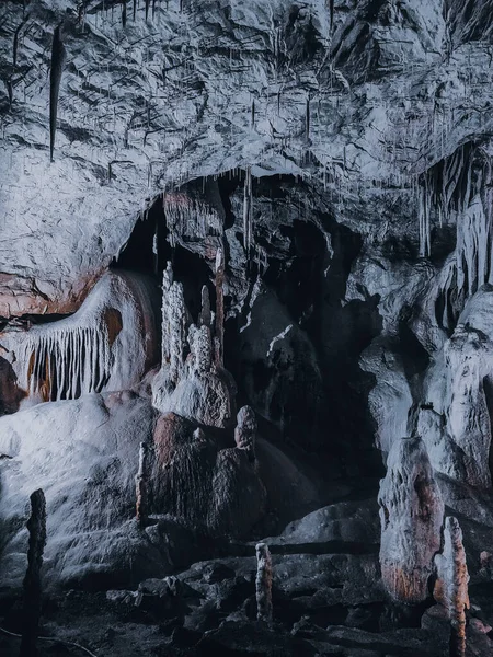 Plano Vertical Paredes Cavernas Textura Gris —  Fotos de Stock