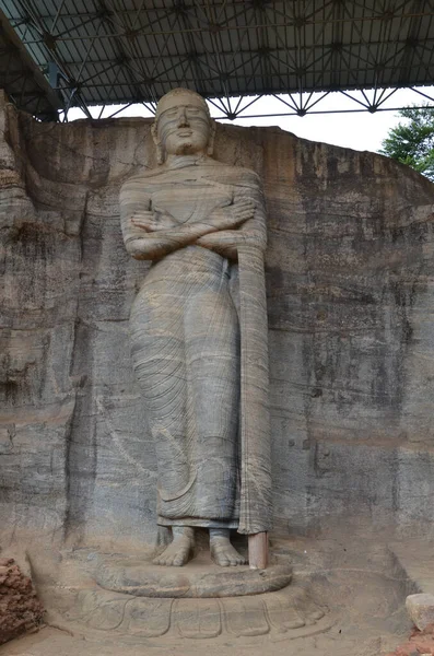 Stengjord Buddha Skulptur Gal Vihara Polonnaruwa Sri Lanka — Stockfoto