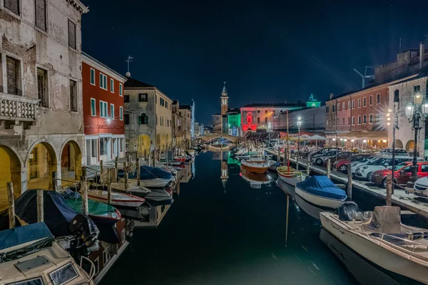 Chioggia Italien Juni 2020 Sommernacht Chioggia Venetien Italien Der Hauptkanal — Stockfoto