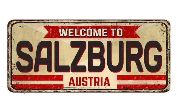Illustrazione Uno Striscione Benvenuto Salzburg Austria Isolato Sfondo Bianco — Foto Stock