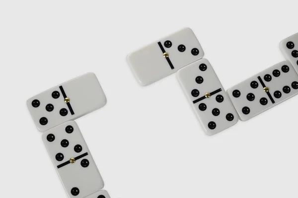 Górny Widok Płytek Domino Gra Domino Kompletny Białym Tle — Zdjęcie stockowe