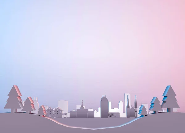 Illustrazione Rendering Dello Skyline Della Città Fresno Con Uno Sfondo — Foto Stock