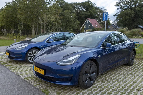 Hoge Hexel Pays Bas Août 2020 Deux Voitures Tesla Électriques — Photo