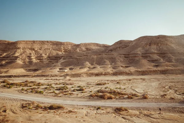 Uma Paisagem Ensolarada Uma Paisagem Seca Deserto — Fotografia de Stock