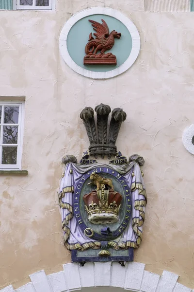 Πορτμεριων Ηνωμενο Βασιλειο Φεβ 2019 Πλάκες Στο Πλάι Κτιρίου Στο — Φωτογραφία Αρχείου