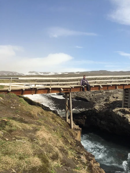 Cenário Uma Trilha Caminhada Perto Skogafoss Islândia — Fotografia de Stock
