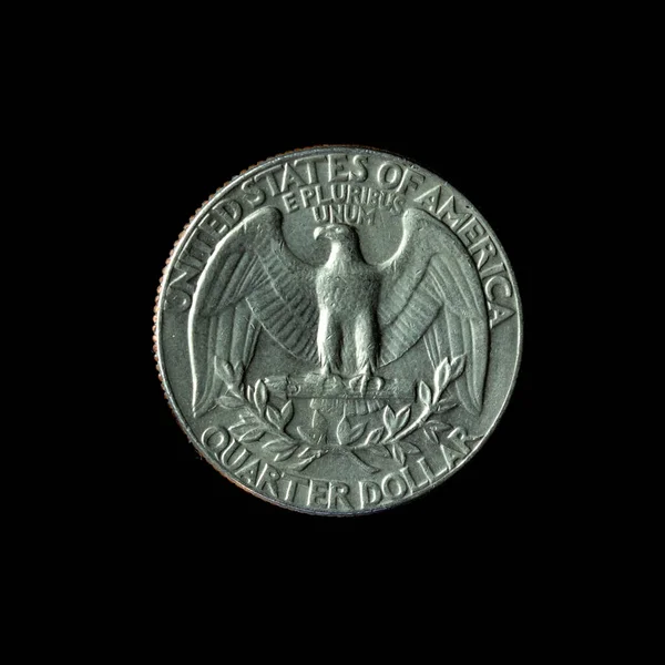 1974 American Washington Quarter Isolerad Svart Bakgrund — Stockfoto