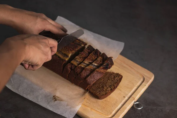 Enfoque Selectivo Pan Plátano Recién Horneado Cocina — Foto de Stock