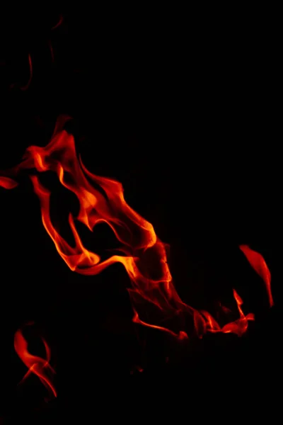 Lenyűgöző Felvétel Egy Vibráló Tűzről Fekete Háttérrel — Stock Fotó