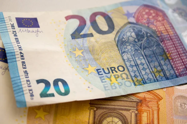 Eine Nahaufnahme Der Euro Banknote Auf Einer Oberfläche Perfekt Für — Stockfoto