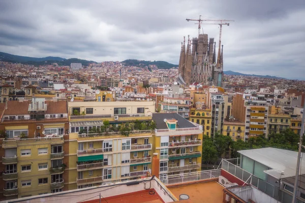 Barselona Spanya Sagrada Familia Katolik Bazilikası Ndaki Binaların Havadan Görünüşü — Stok fotoğraf