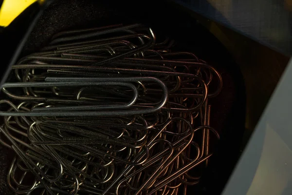 一堆金属回形针的特写镜头 — 图库照片