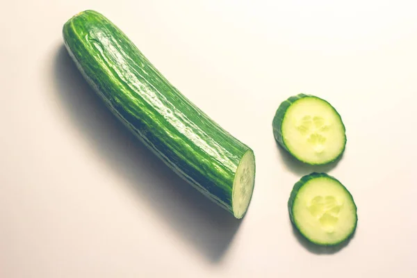 Overhead Shot Sliced Cucumber Isolated White Background — Stock Photo, Image