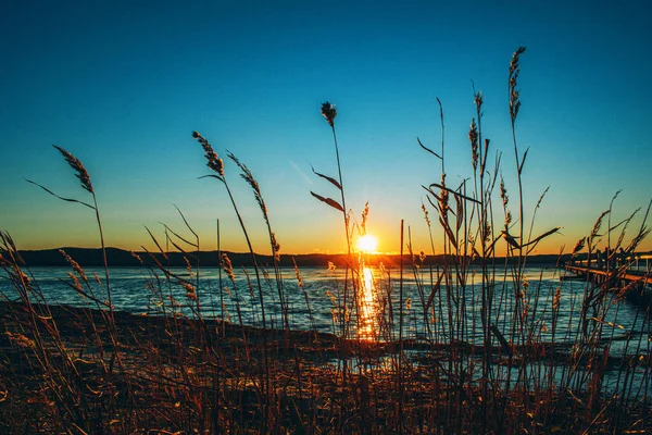 Magnifique Coucher Soleil Sur Côte Mer — Photo