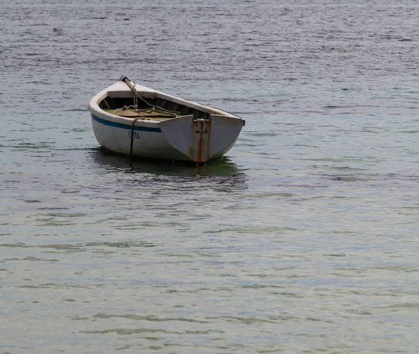 Barco Abandonado Lago Tranquilo Maurícia — Fotografia de Stock