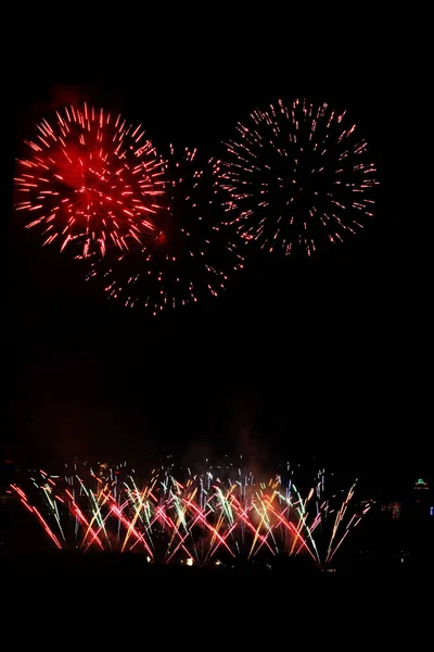 Los Fuegos Artificiales Coloridos Brillantes Century Park Shanghai China — Foto de Stock