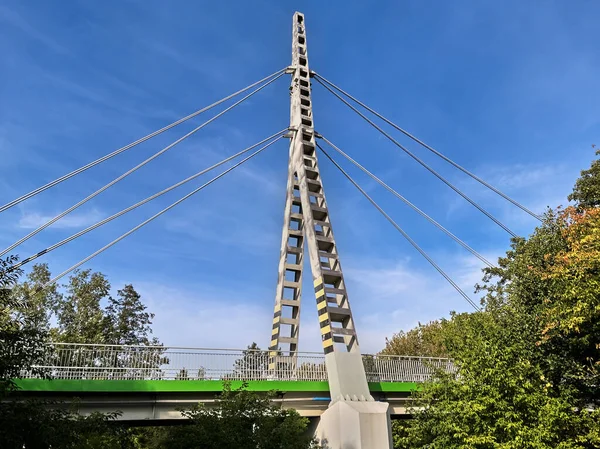 Подвесной Мост Через Реку Вкра Снядовко Польша — стоковое фото