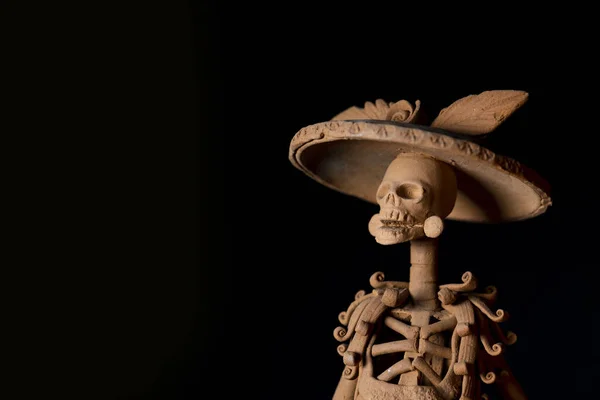 Nahaufnahme Einer Skelettfigur Die Für Den Tag Der Toten Auf — Stockfoto