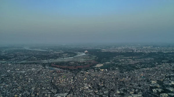 Flygbild Tätbefolkad Agra Stad — Stockfoto