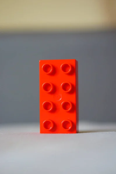 Poznan Poland March 2016 Plastic Red Lego Duplo Toy Brick — 图库照片